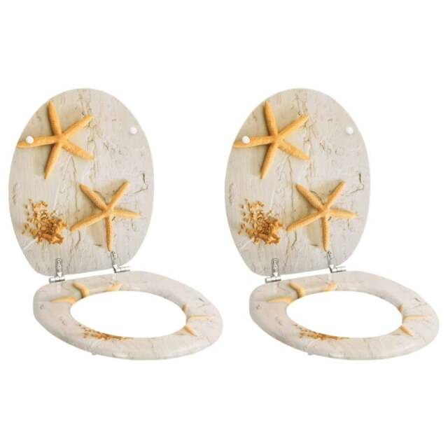 Rackhams Toilet Seats with Lids 2 pcs MDF Sea Star