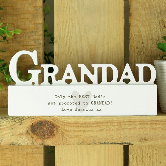 Rackhams Personalised Free Text Heart Wooden Grandad Ornament - image 1