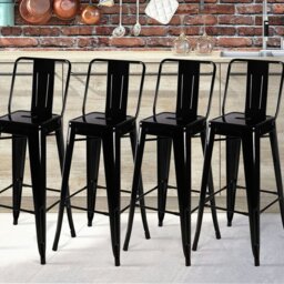 Rackhams Set of 4 Metal Bar Stool Industrial Style High Chair - thumbnail 1