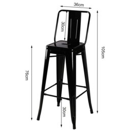 Rackhams Set of 4 Metal Bar Stool Industrial Style High Chair - thumbnail 3
