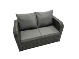 Rackhams Rattan Garden Furniture Dining Set 8 seater Patio Height Adjustable Rising Table Sofa Set with Side Table 2 Big Footstool Dark Grey Mixed - thumbnail 4