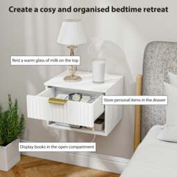 Rackhams Floating Nightstands Set of 2, Modern Wall Mounted Bedside Tables - thumbnail 4