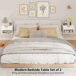 Rackhams Floating Nightstands Set of 2, Modern Wall Mounted Bedside Tables - thumbnail 3
