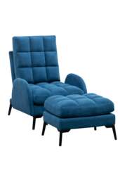 Rackhams Modern Leisure Arm Chair with Footstool - Blue - thumbnail 3