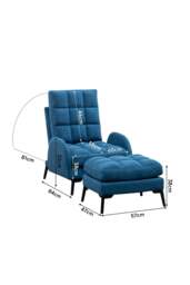 Rackhams Modern Leisure Arm Chair with Footstool - Blue - thumbnail 6