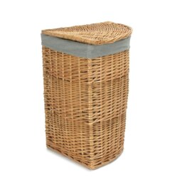 Rackhams Small Light Steamed Wicker Corner Linen Basket with Grey Sage Lining - thumbnail 3
