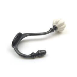Rackhams Ceramic Pumpkin Tipped Shabby Chic White Coat Hooks - Pack of 5 - thumbnail 4