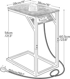 Rackhams C Shaped Table With USB Ports & Power Outlets - thumbnail 6