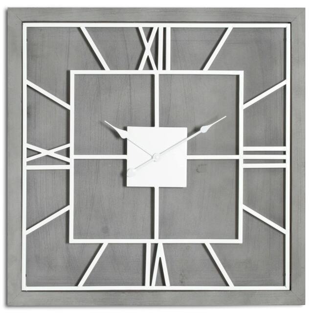 Rackhams Williston Square Wall Clock - Silver/Grey - 60cm x 5cm x 60cm - Silver/Grey - 100% Mixed