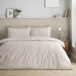 Rackhams Epping Textured Stripe Reversible Duvet Cover Set Natural - King - Natural - thumbnail 2