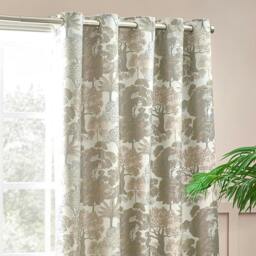 Rackhams Woodlands Jacquard Floral Eyelet Curtains - Natural - 229cm x 183cm - Natural - 100% Polyester - thumbnail 4