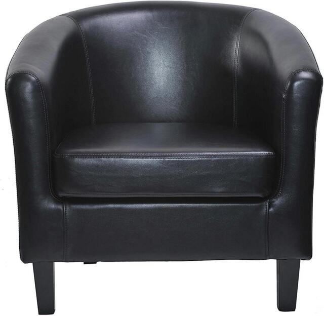 Rackhams PU Leather Tub Chair, Upholstered Armchair, Club Chair for Living Room, Bedroom and Lounge Reception - Brown