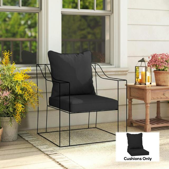 Rackhams Garden Chair Cushion with Seat & Back Pad, CUSHION ONLY - Black - Polyester - Modern - image 1