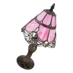 Rackhams Quirky and Petite Pink Stained Glass Tiffany Lamp with Clear Strip and Beads - thumbnail 4