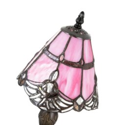 Rackhams Quirky and Petite Pink Stained Glass Tiffany Lamp with Clear Strip and Beads - thumbnail 3