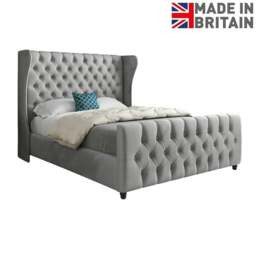 Rackhams Donati Straight Curved Top Upholstered Soft Velvet Bed Frame - Grey - Grey - Super king - thumbnail 6
