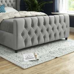 Rackhams Donati Straight Curved Top Upholstered Soft Velvet Bed Frame - Grey - Grey - Super king - thumbnail 3