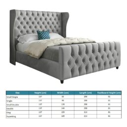 Rackhams Donati Straight Curved Top Upholstered Soft Velvet Bed Frame - Grey - Grey - Super king - thumbnail 4