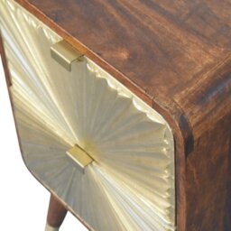Rackhams Solid Wood Avora Brass Embossed 2 Drawer Chestnut Nightstand - thumbnail 6
