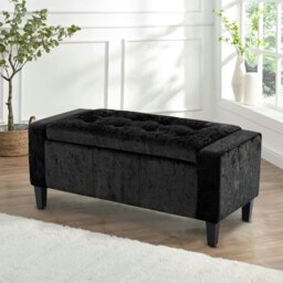 Rackhams Crushed Velver Storage Ottoman Bench - 92cm x 40cm - Silver - thumbnail 3