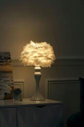 Rackhams Modern Pure Feather Design Table Lamp - White - One Size - thumbnail 2