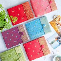 Rackhams Small Sari Fabric Photo Album - Cerise - thumbnail 2