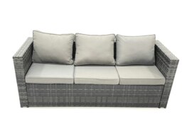Rackhams Garden Outdoor Rattan Furniture Set with Sofa Coffee table 3 Footstools Dark Grey Mixed - thumbnail 2