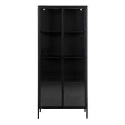 Rackhams Newcastle Tall 2 Door Display Cabinet in Matt Black - 1 - Full Assembly Required - Black - thumbnail 3