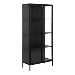 Rackhams Newcastle Tall 2 Door Display Cabinet in Matt Black - 1 - Full Assembly Required - Black - thumbnail 2