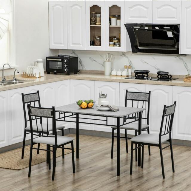 Rackhams 5 Pieces Dining Room Sets, Kitchen Table and Chairs Set 4 with Marble Top - image 1