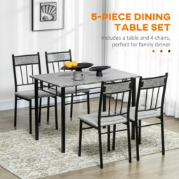 Rackhams 5 Pieces Dining Room Sets, Kitchen Table and Chairs Set 4 with Marble Top - thumbnail 4