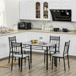 Rackhams 5 Pieces Dining Room Sets, Kitchen Table and Chairs Set 4 with Marble Top - thumbnail 1