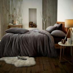 Rackhams Teddy Plain Duvet Cover and Pillowcase Set - Charcoal - King (220cm x 235cm)