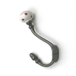 Rackhams Hand Finished Pink Polka Dot Ceramic Coat Hooks - Pack of 4 - thumbnail 4
