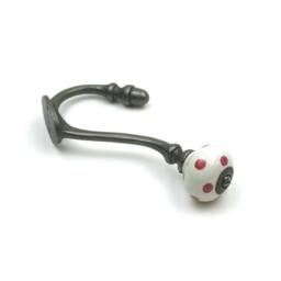 Rackhams Hand Finished Pink Polka Dot Ceramic Coat Hooks - Pack of 4 - thumbnail 2
