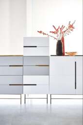 Rackhams Alberto Narrow Chests Of Drawers - Grey - Dark Chrome - 2 - thumbnail 4