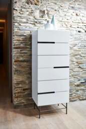 Rackhams Alberto Narrow Chests Of Drawers - Grey - Dark Chrome - 2 - thumbnail 3