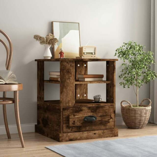 Rackhams Side Table Smoked Oak 50x50x60 cm Engineered Wood