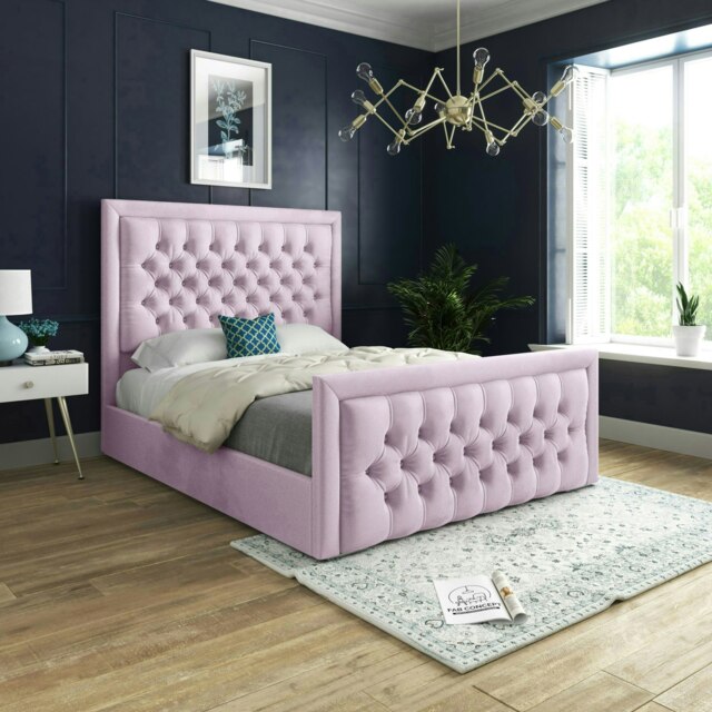 Rackhams Kingston Bed - Double - 4ft6 - Pink - image 1