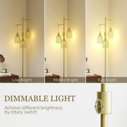 Rackhams Industrial 3-Light Floor Lamp Dimmable Standing Lamp, Gold - Silver - Bulb not included - Steel - thumbnail 4