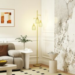 Rackhams Industrial 3-Light Floor Lamp Dimmable Standing Lamp, Gold - Silver - Bulb not included - Steel - thumbnail 3