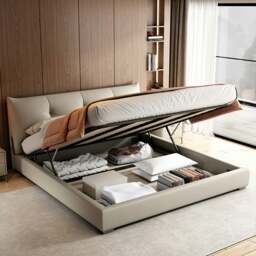 Rackhams Arjun King Size Superking Size Bed, Leather - Super King Size - Dark Grey - Style 1 (No Storage) - thumbnail 4