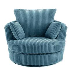Rackhams London U-Shape Living Room Furniture Range - Sky Blue - Swivel Chair - thumbnail 1