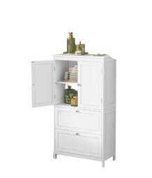 Rackhams White Bathroom Storage Cabinet – Kitchen Cupboard with 2 Drawers, 2 Doors & Adjustable Shelf, 110cm Tall - thumbnail 5