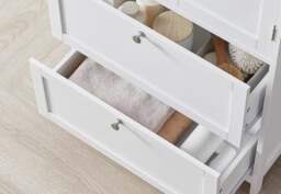 Rackhams White Bathroom Storage Cabinet – Kitchen Cupboard with 2 Drawers, 2 Doors & Adjustable Shelf, 110cm Tall - thumbnail 2