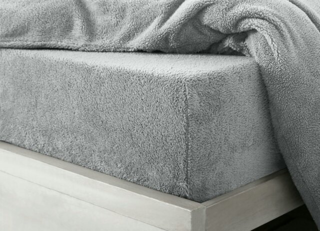 Rackhams Teddy Fleece Warm and Cosy Fitted Sheet - Silver - Single - image 1
