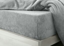 Rackhams Teddy Fleece Warm and Cosy Fitted Sheet - Silver - Single - thumbnail 1