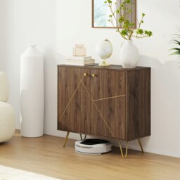 Rackhams Sideboard Storage Cabinet with Luxurious Steel Lines Steel Legs Brown - thumbnail 1