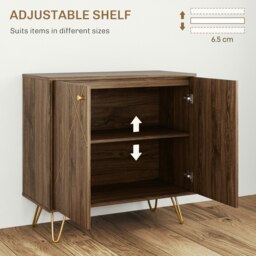 Rackhams Sideboard Storage Cabinet with Luxurious Steel Lines Steel Legs Brown - thumbnail 4