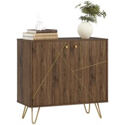 Rackhams Sideboard Storage Cabinet with Luxurious Steel Lines Steel Legs Brown - thumbnail 2